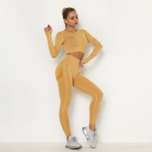 Load image into Gallery viewer, Seamless Women Sport Set For Gym Long Sleeve Top High Waist Belly Control Leggings Clothes Seamless Sport Suit Sexy Booty Girls
