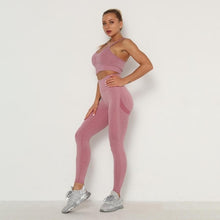 Load image into Gallery viewer, Seamless Women Sport Set For Gym Long Sleeve Top High Waist Belly Control Leggings Clothes Seamless Sport Suit Sexy Booty Girls
